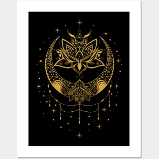 Moon Lotus Flower Posters and Art